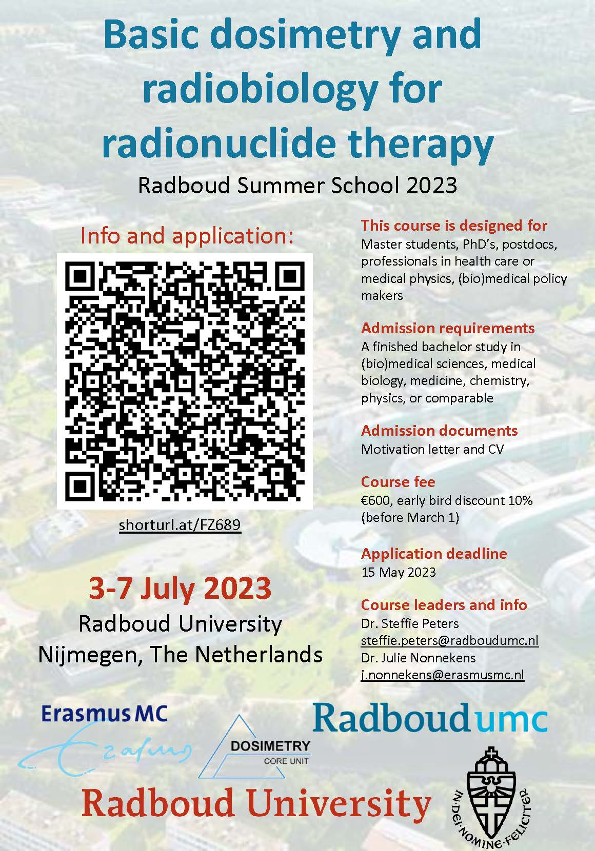 Radboud Summer School on Basic Dosimetry and Radiobiology for Radionuclide Therapy